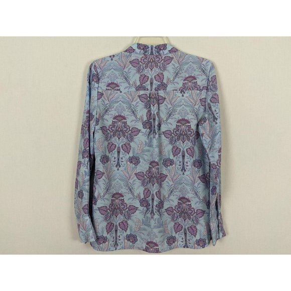 Crosby Blouse Women size M purple blue floral long sleeve button front - Picture 6 of 9